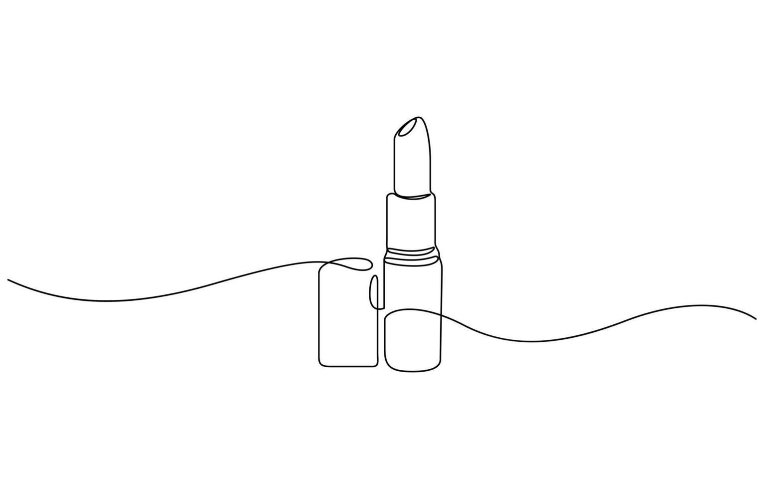Continuous one line drawing of lipstick design. Lipstick continuous one line drawing and minimalist style isolate outline icon vector