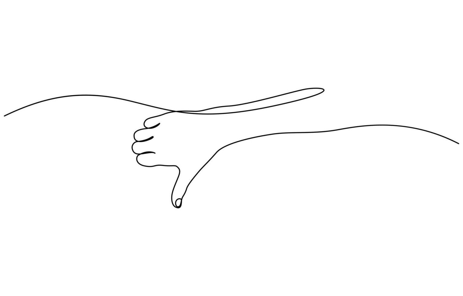 Thumb down in one continuous line. Symbol of evil. Negative gesture showing dislike vector