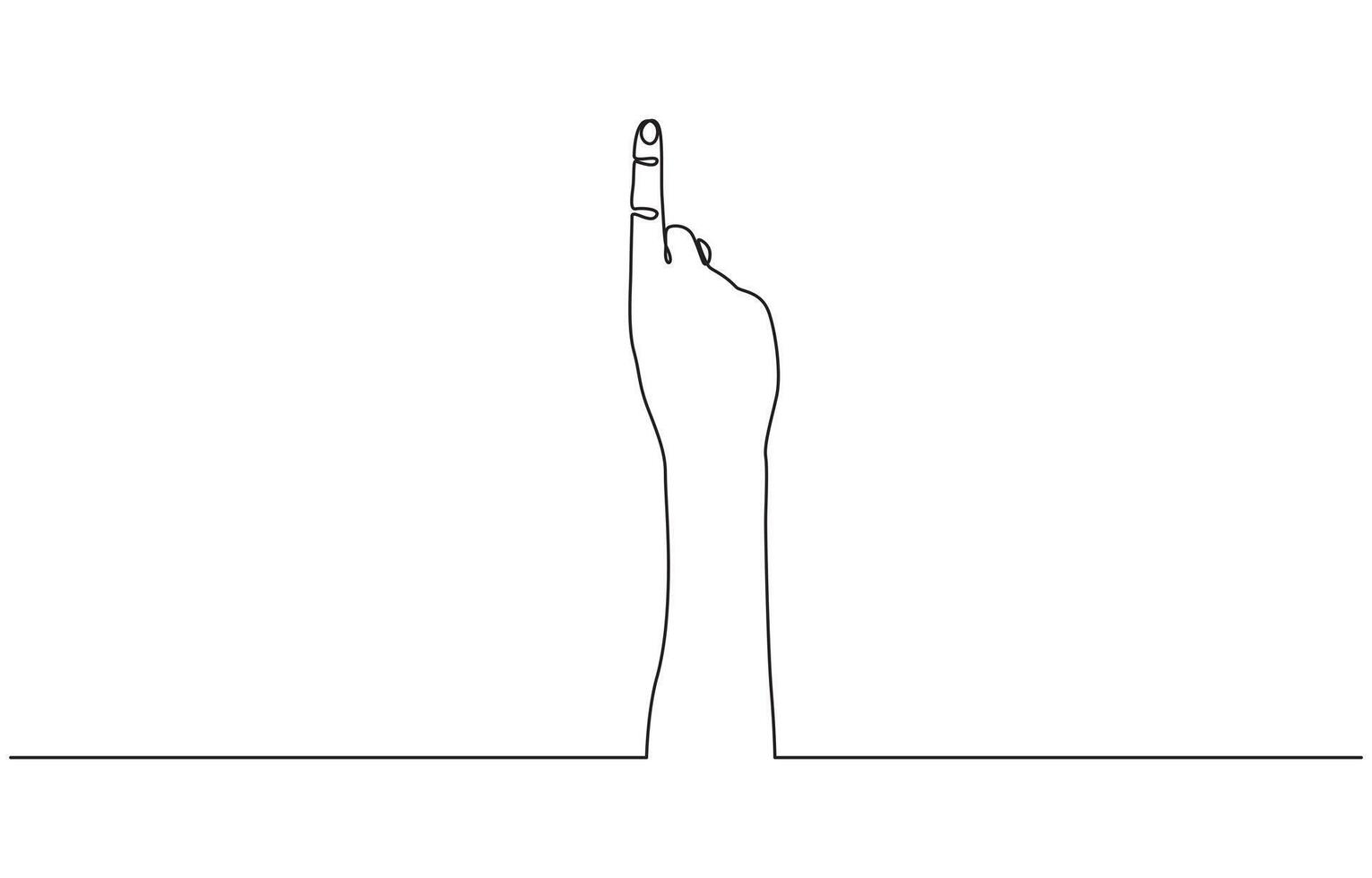 One line drawing hand pointing gesture. Finger instruction concept, One line concept of people showing something on presentation or rise hand. Continuous line drawing of hand finger pointing vector