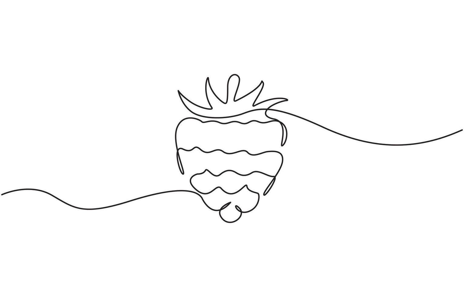 Continuous one line drawing. Raspberry berry fruit. Minimalist black linear sketch on white background, Pro design. vector