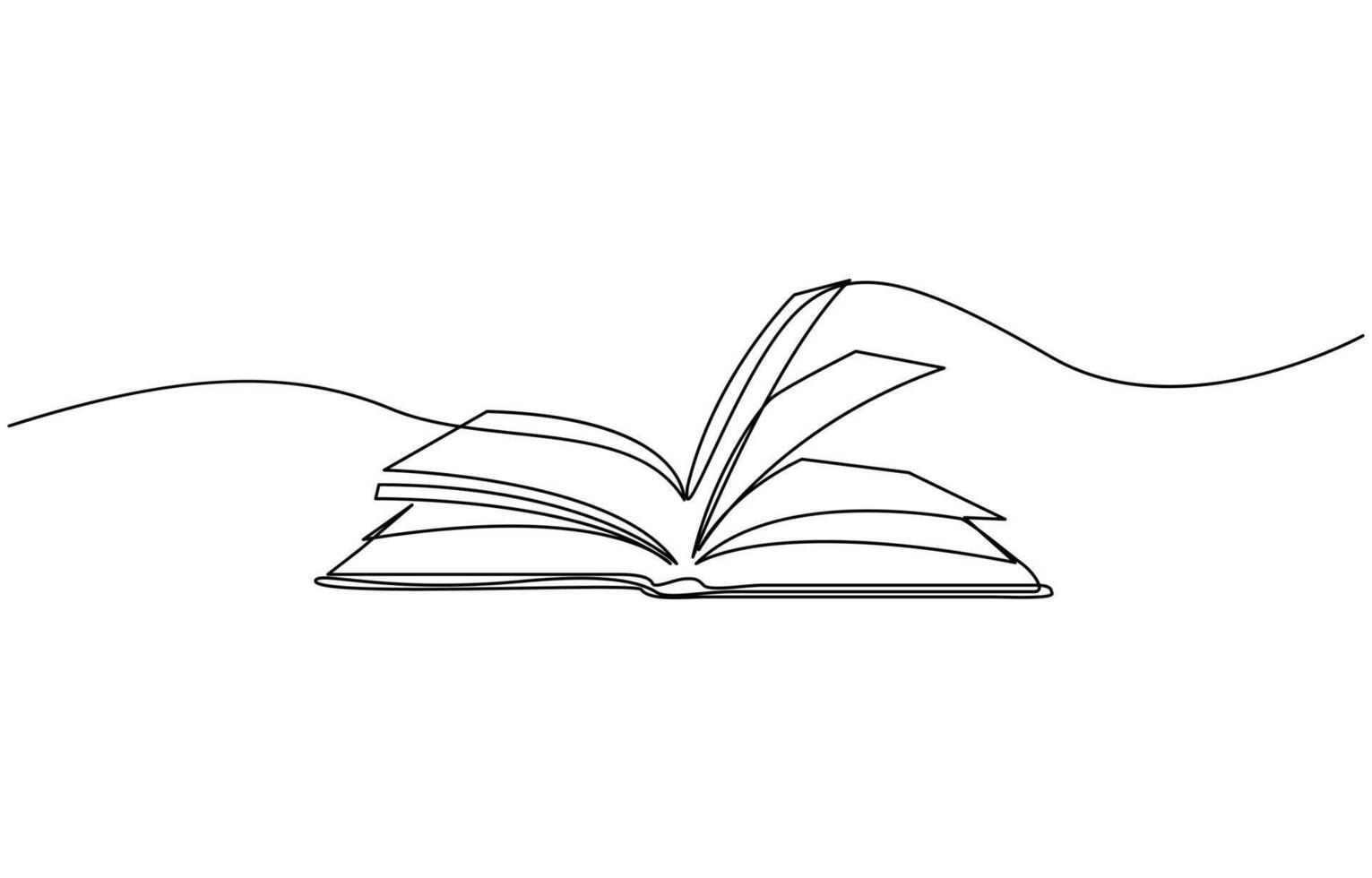 Continuous one line drawing of opened book. One line drawing illustration of book open, One line drawing illustration of book open. Education, idea, school concept single line. Editable stroke. vector