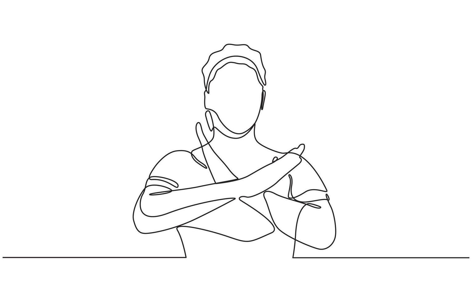 Woman crossing arms and saying no gesture Person making stop sign with hands, No sign young girl standing and showing stop gesture. Woman prohibition minimalist design vector