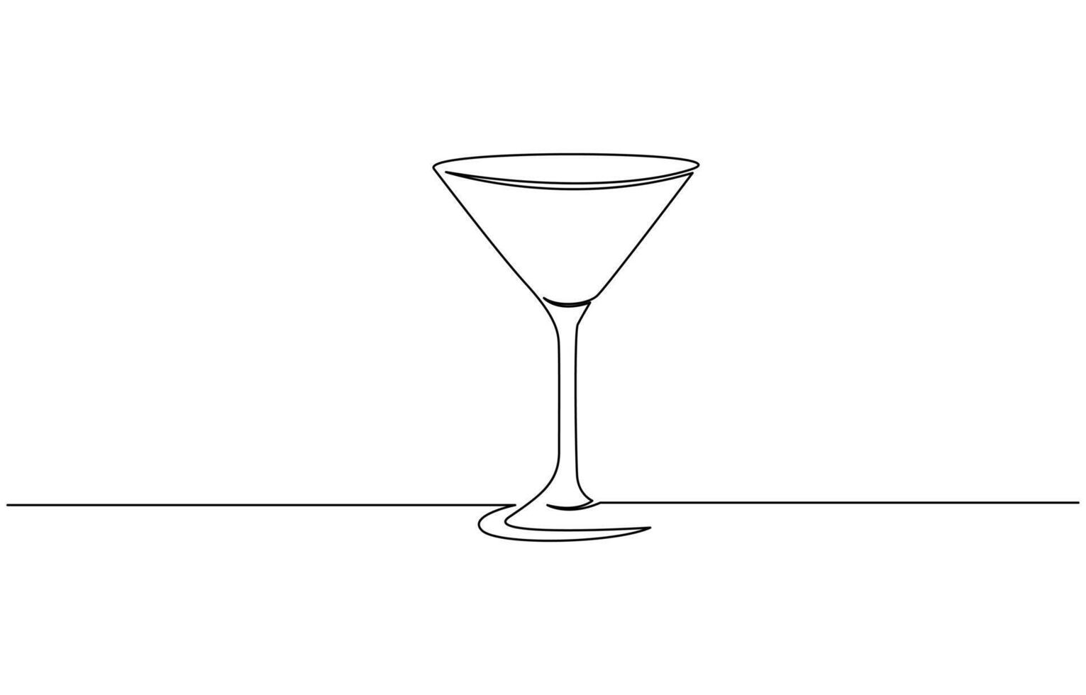One continuous line drawing cocktail wine glass symbol concept. Cocktail drink continuous one line drawing. Black and white sketch illustration outline. vector
