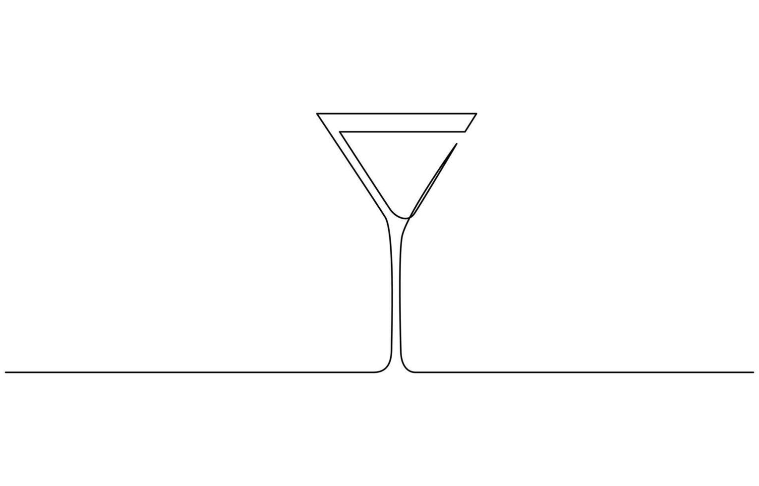 One continuous line drawing cocktail wine glass symbol concept. Cocktail drink continuous one line drawing. Black and white sketch illustration outline vector