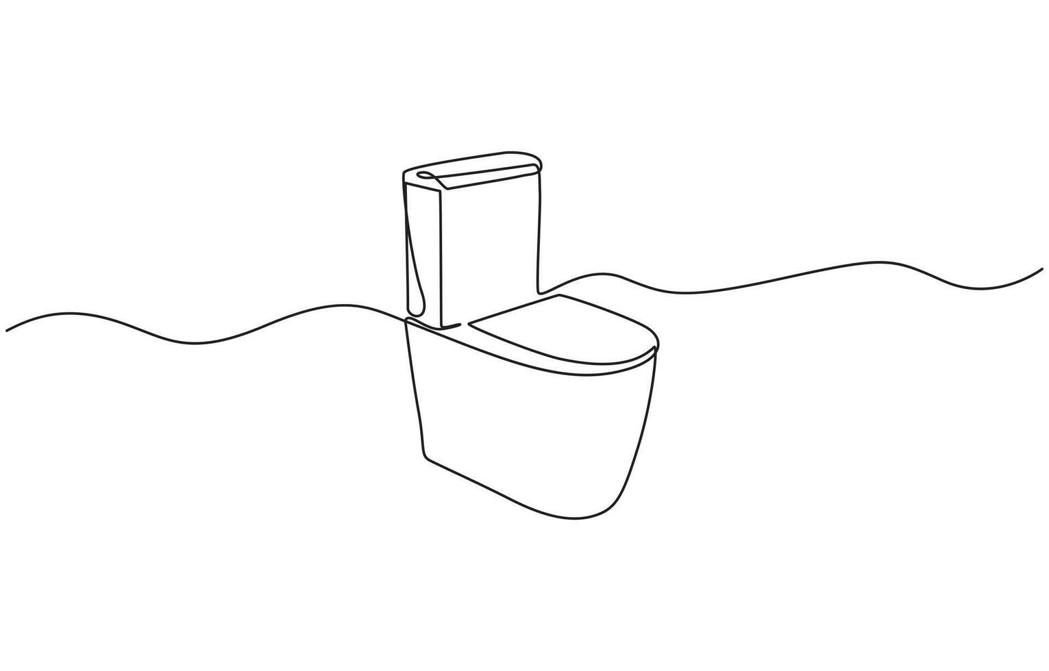 Continuous one line drawing of hygienic flush toilet design. Flush toilet in single line drawing illustration. Editable stroke vector