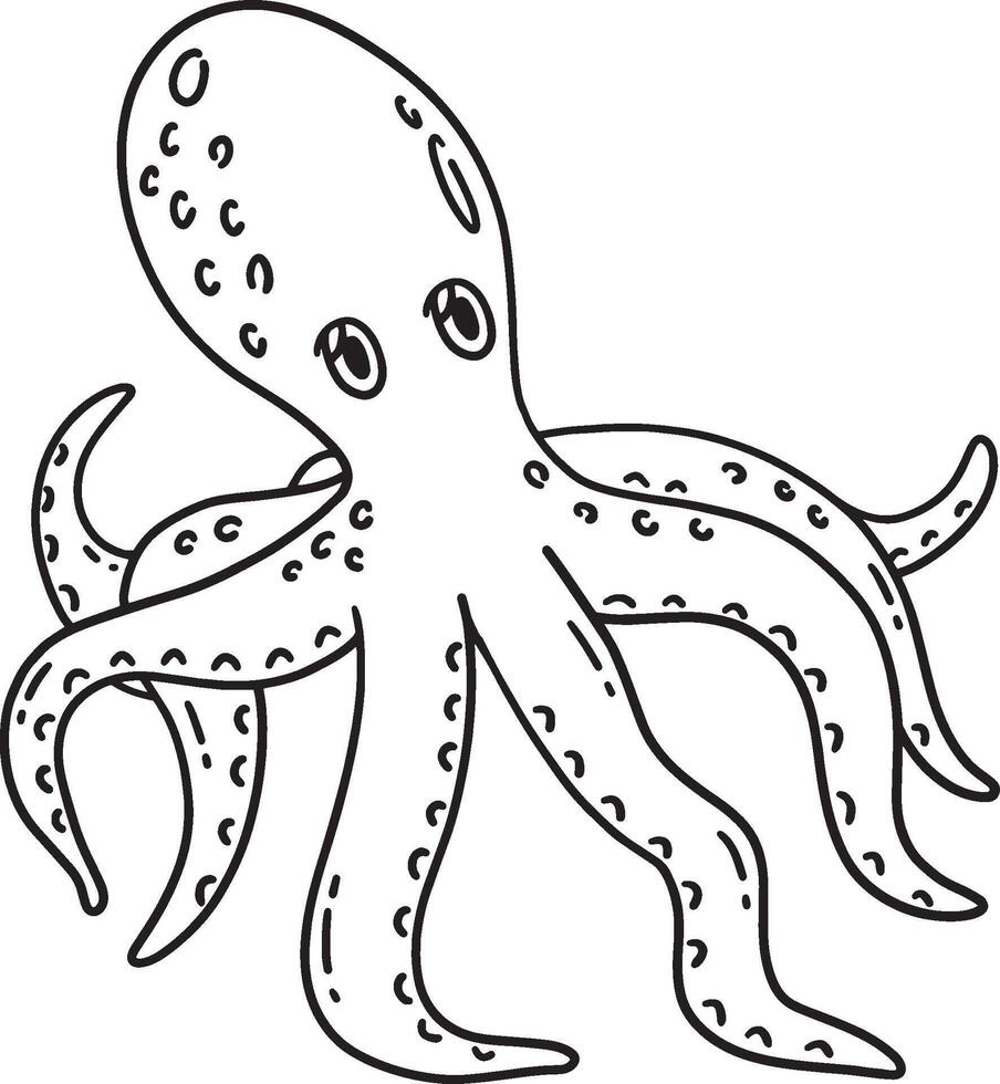 Octopus Animal Isolated Coloring Page for Kids vector
