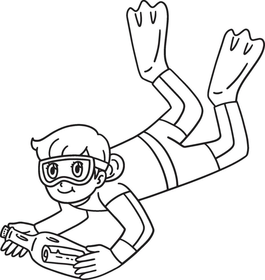 Scuba Diving Female with Message Bottle Isolated vector