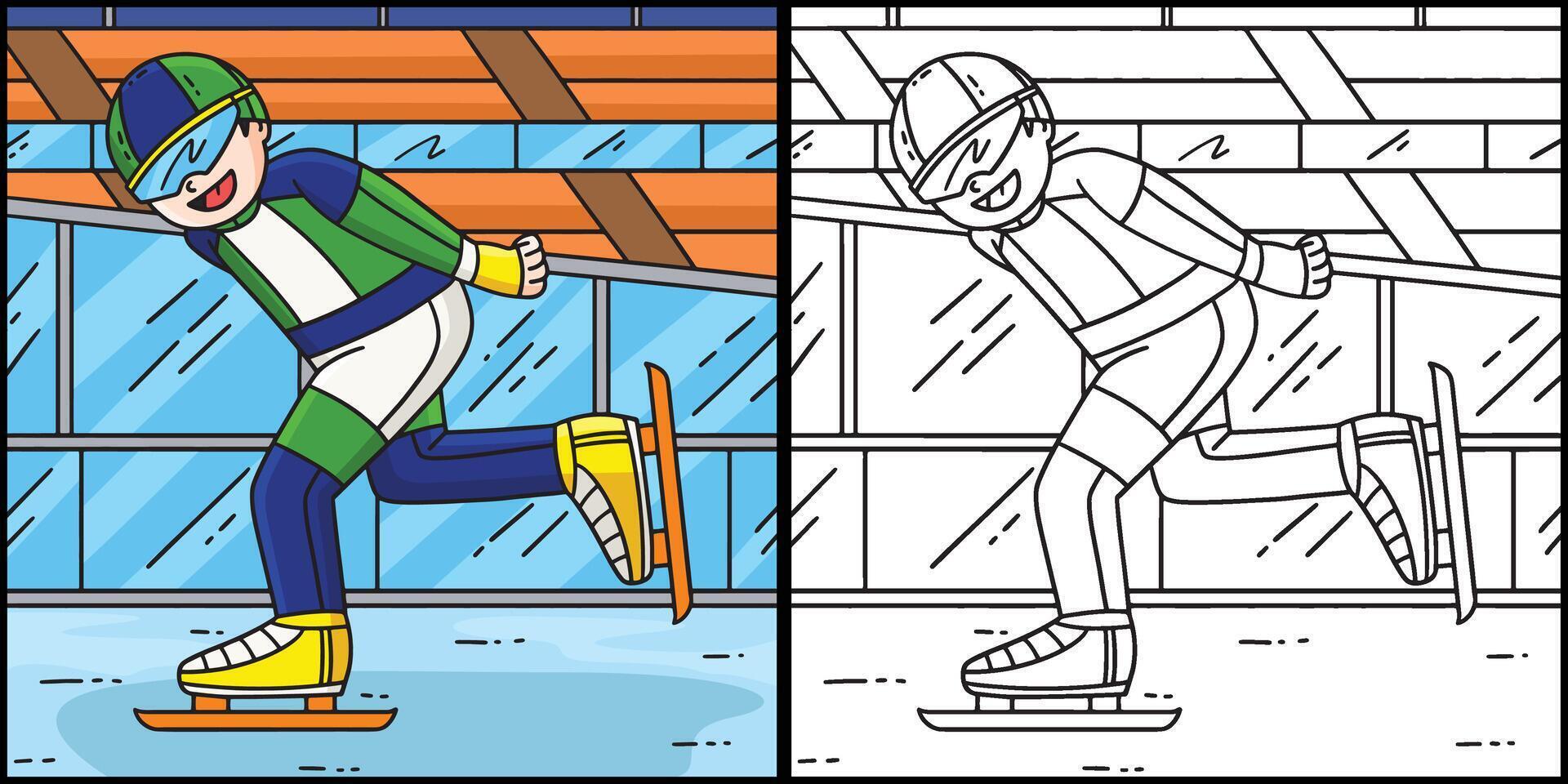 Speed Skating Male Sprinting Hands Behind vector