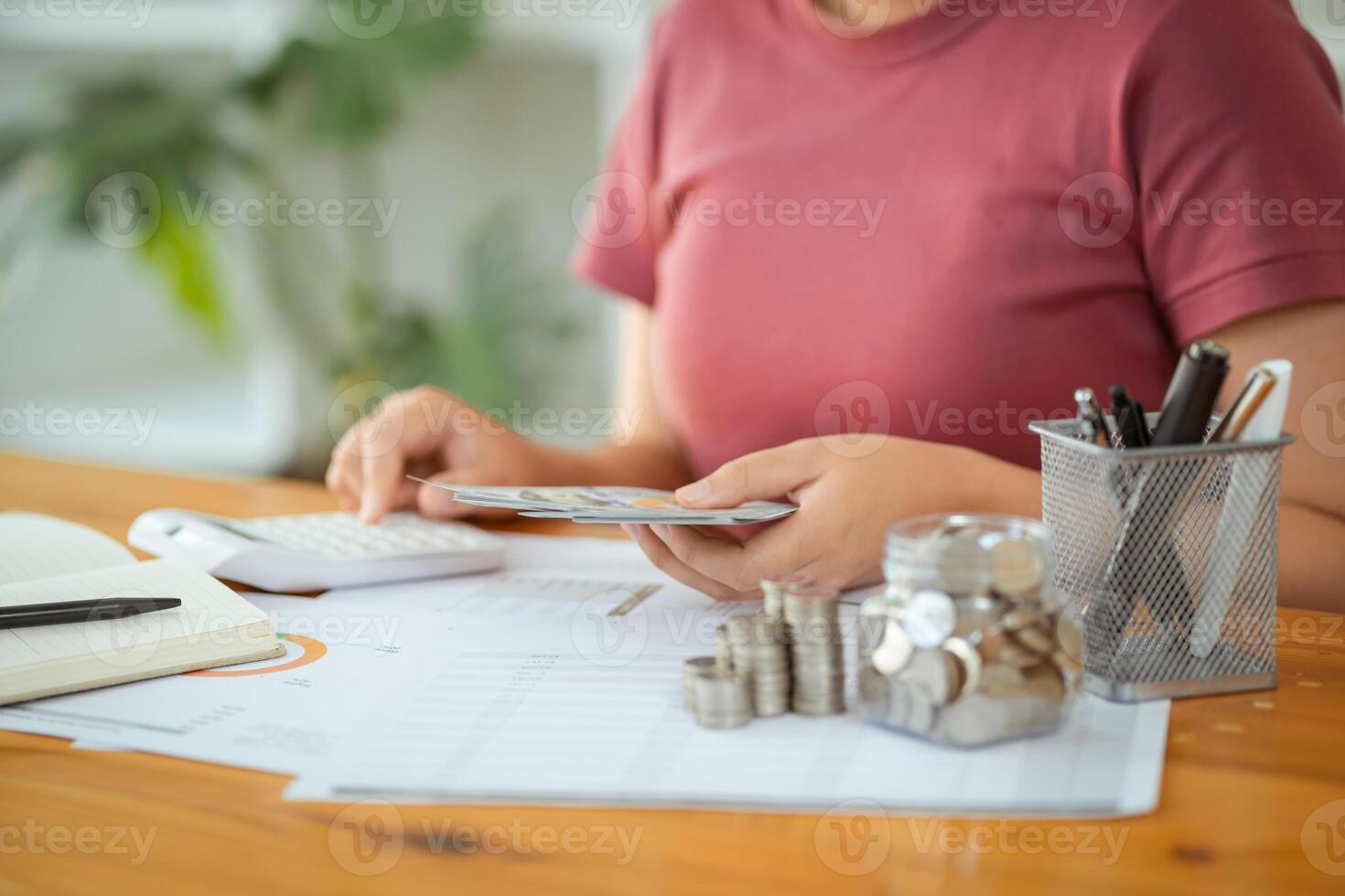 Woman hand money and giving donate charity raise donation concept. photo