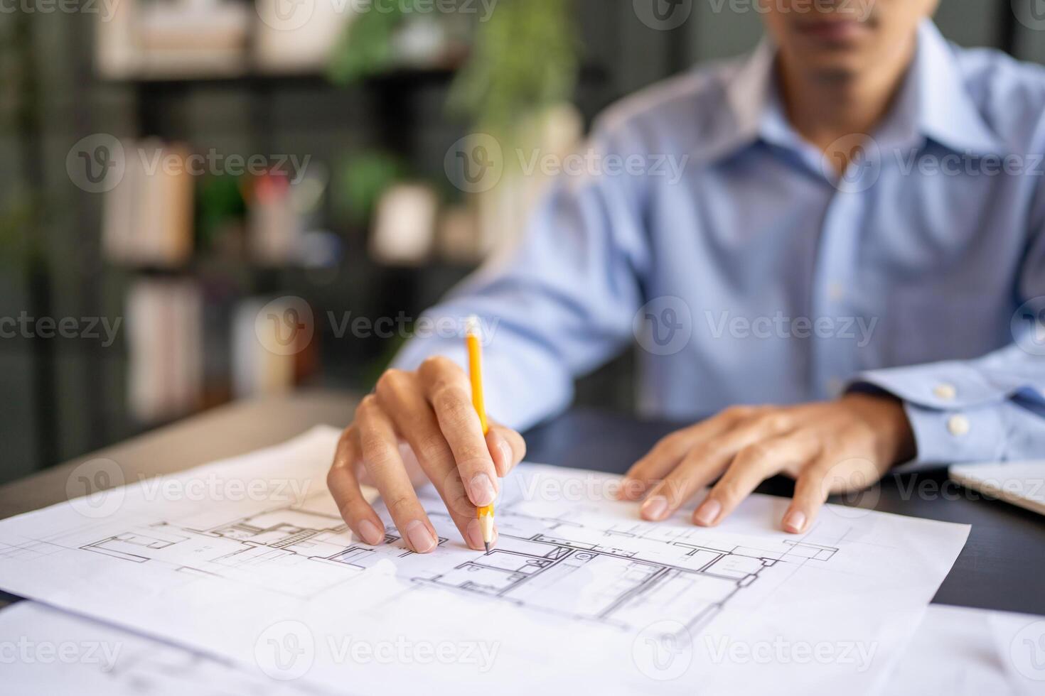 Architecture Man drawing on architectural Creative project business architecture building construction Industrial engineering Planning photo