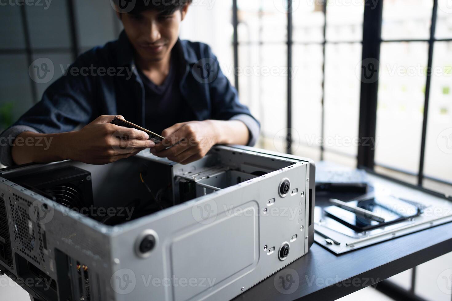 IT Engineer installing Hardware Equipment Development Facility Engineer Maintenance computer photo