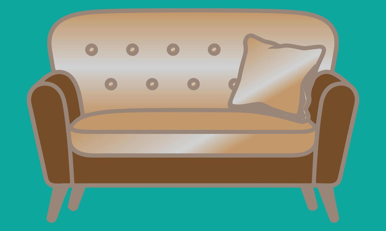 Modern tan loveseat with button tufted seating vector