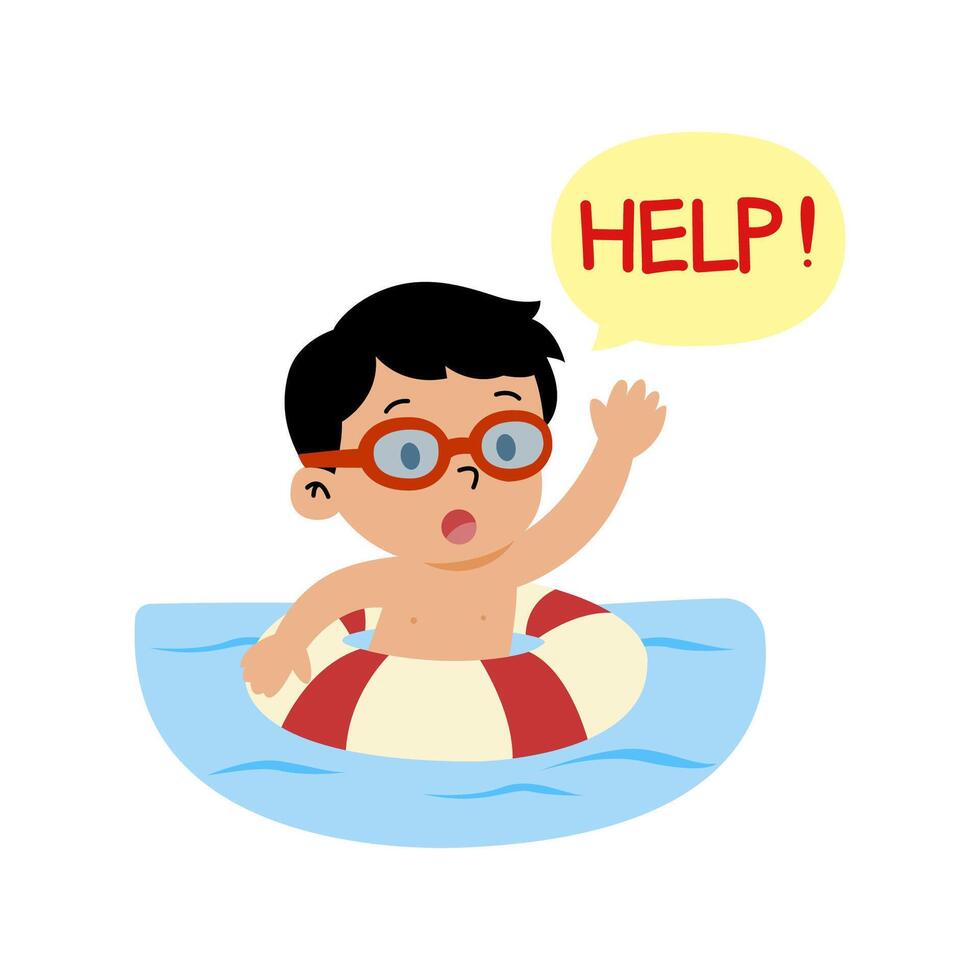 boy drowning child concept vector
