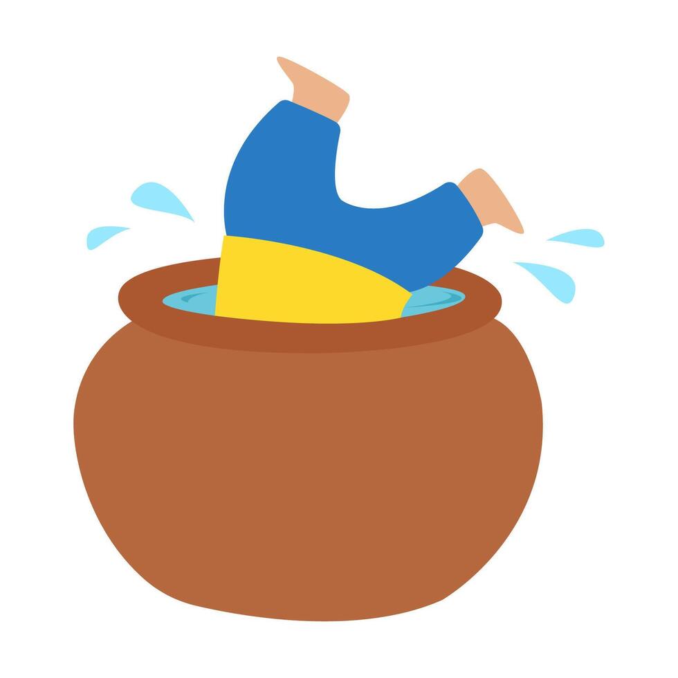 drowning child in jar concept vector