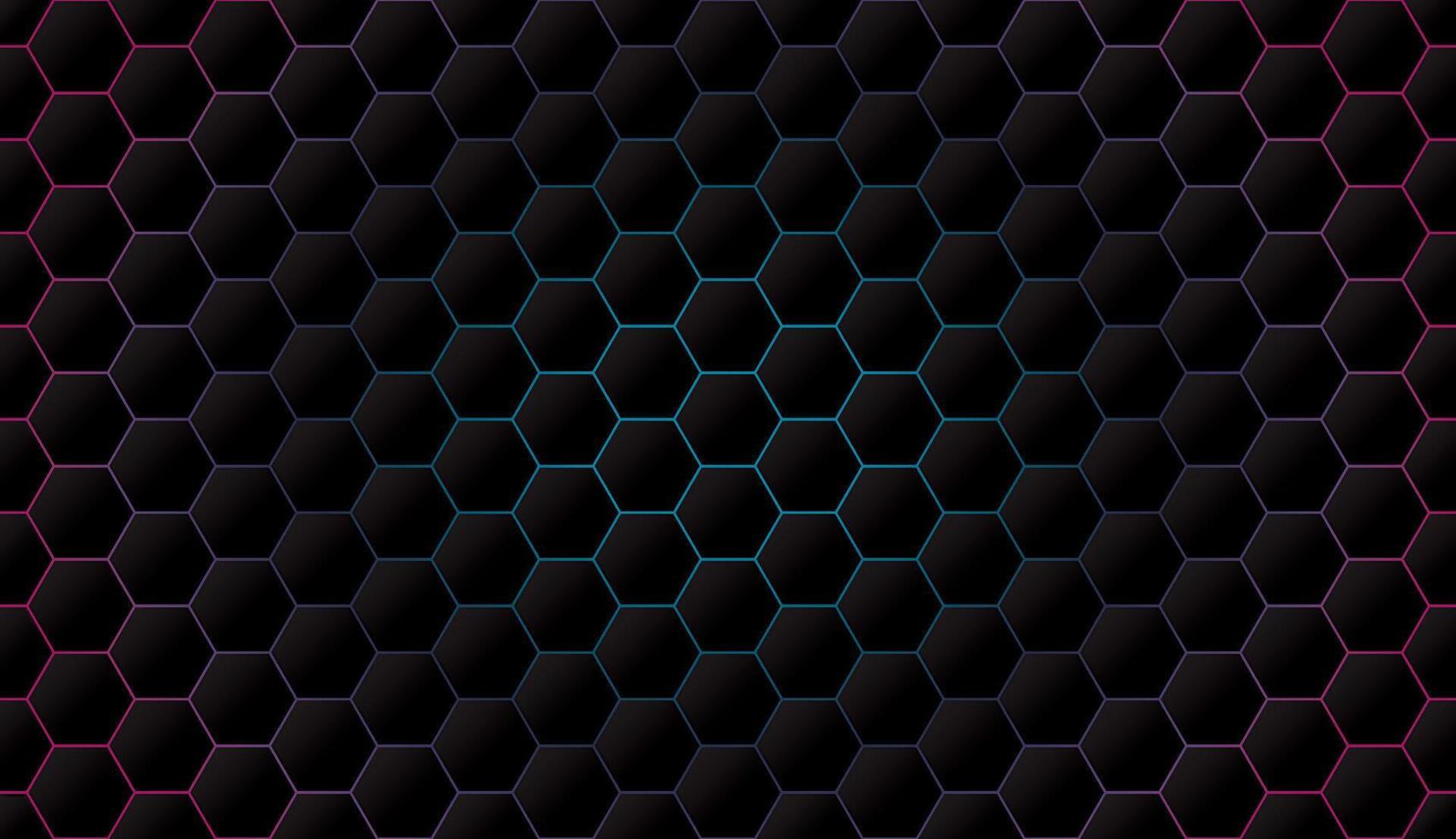 Dark hexagon pattern with colorful light glowing out from the back graphic illustration. vector