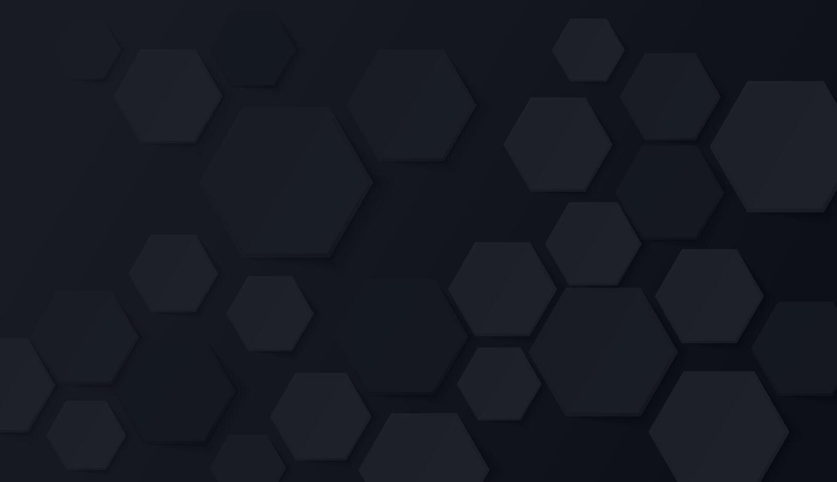 Abstract 3D dark hexagonal plates background graphic illustration. vector