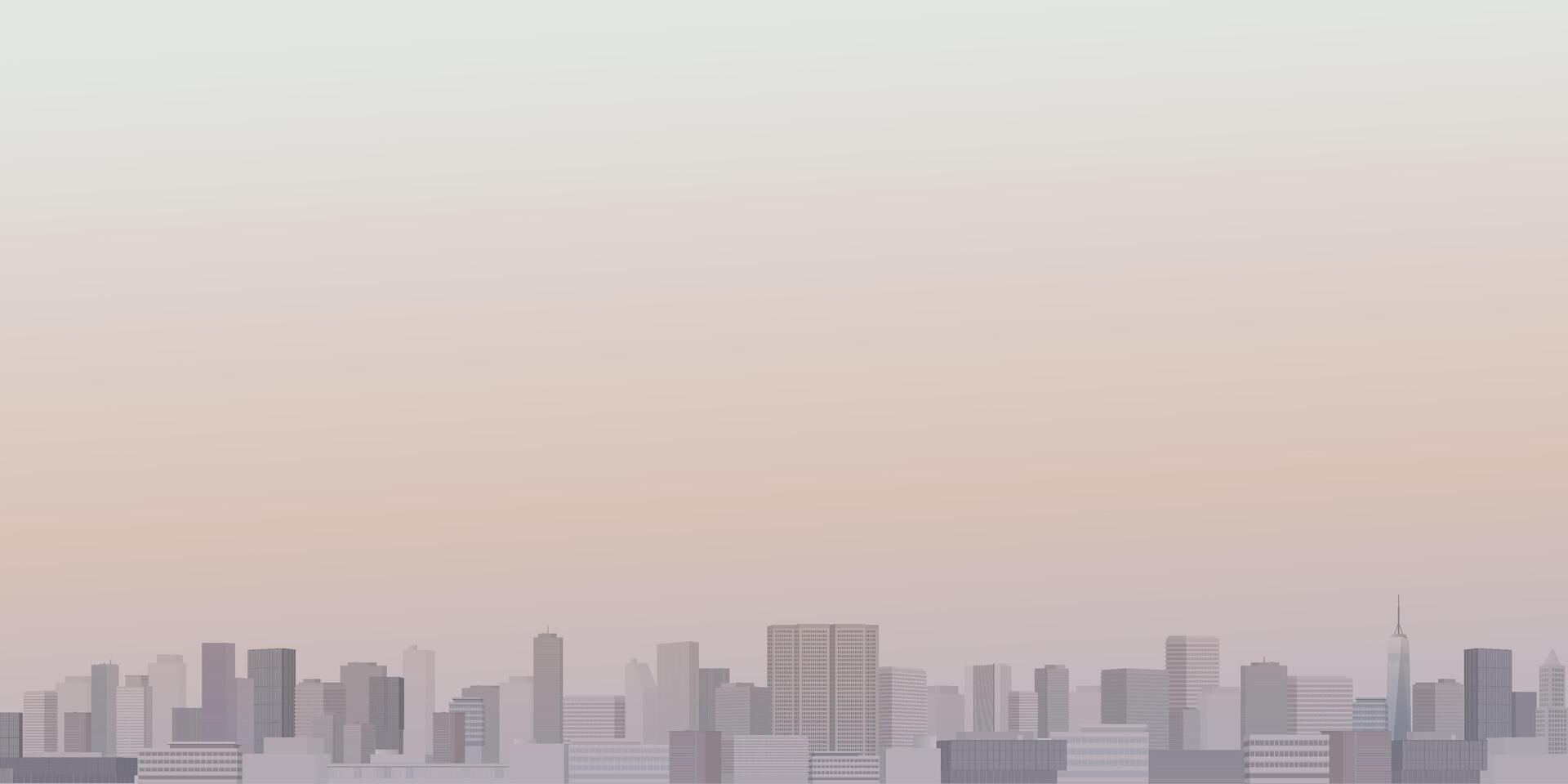 Minimalist cityscape with silhouette skyscrapers and vanilla sky background graphic illustration have blank space. vector