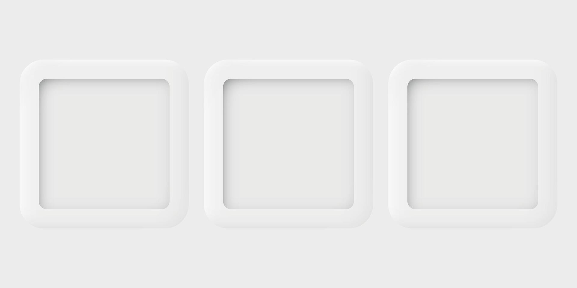 Three of 3D rounded square frame on white background graphic illustration have blank space. vector