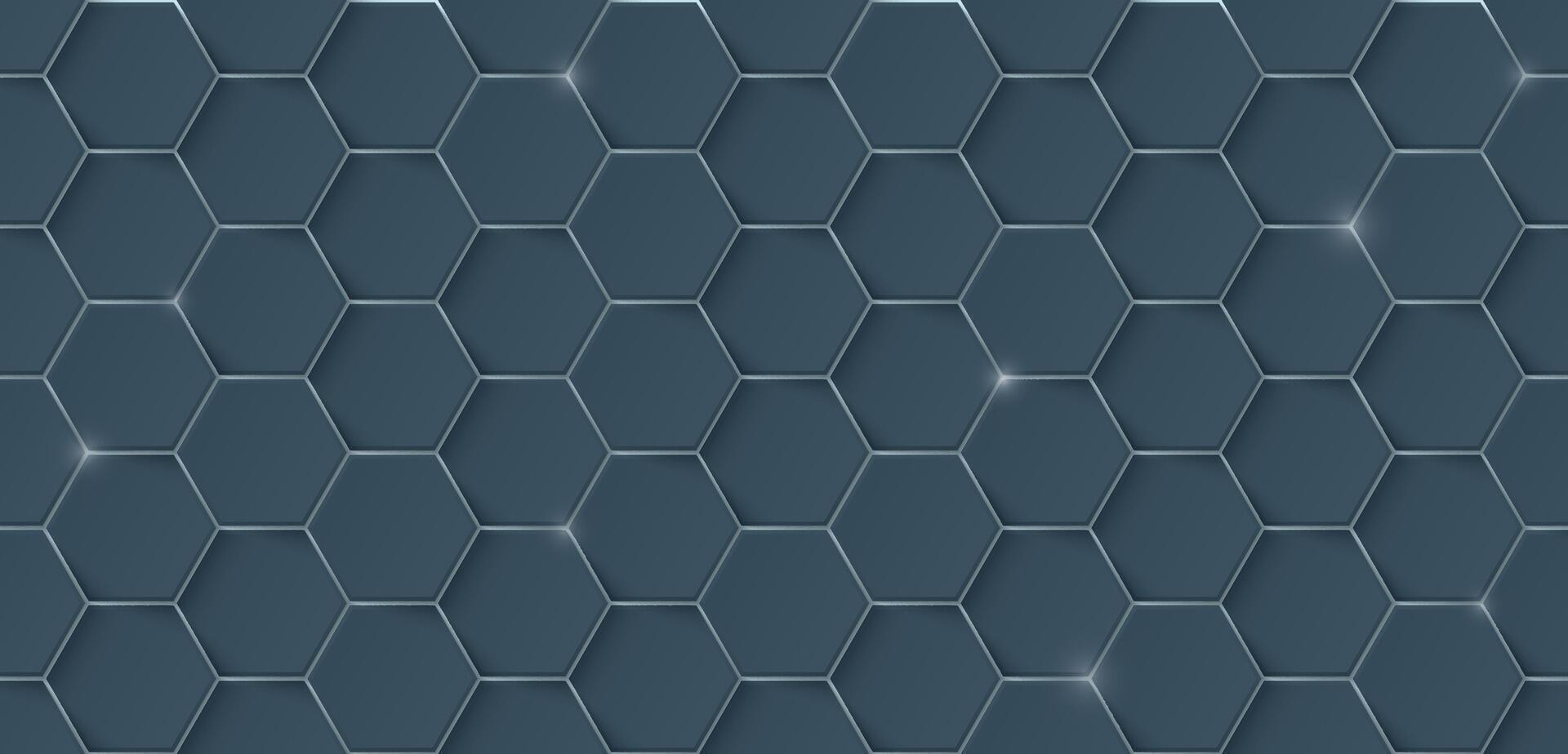 Abstract 3D steel hexagonal plates arranged seamless pattern graphic illustration. vector