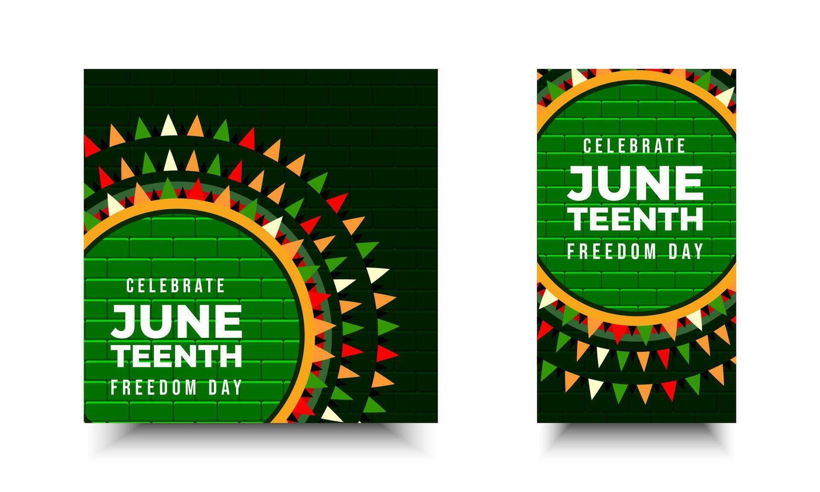 Juneteenth Freedom Day. Social Media design with blooming flower geometry ornaments for ads, campaign on June 19 vector