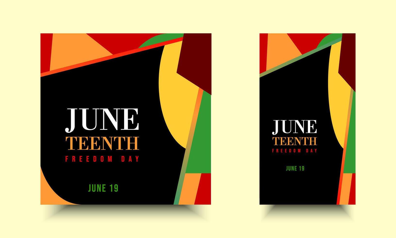 Juneteenth Freedom Day June 19. Social media design and abstract ornaments for campaigns, ads, story vector
