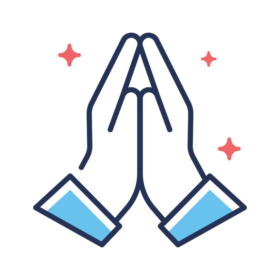 A well crafted line icon showing prayer hands vector