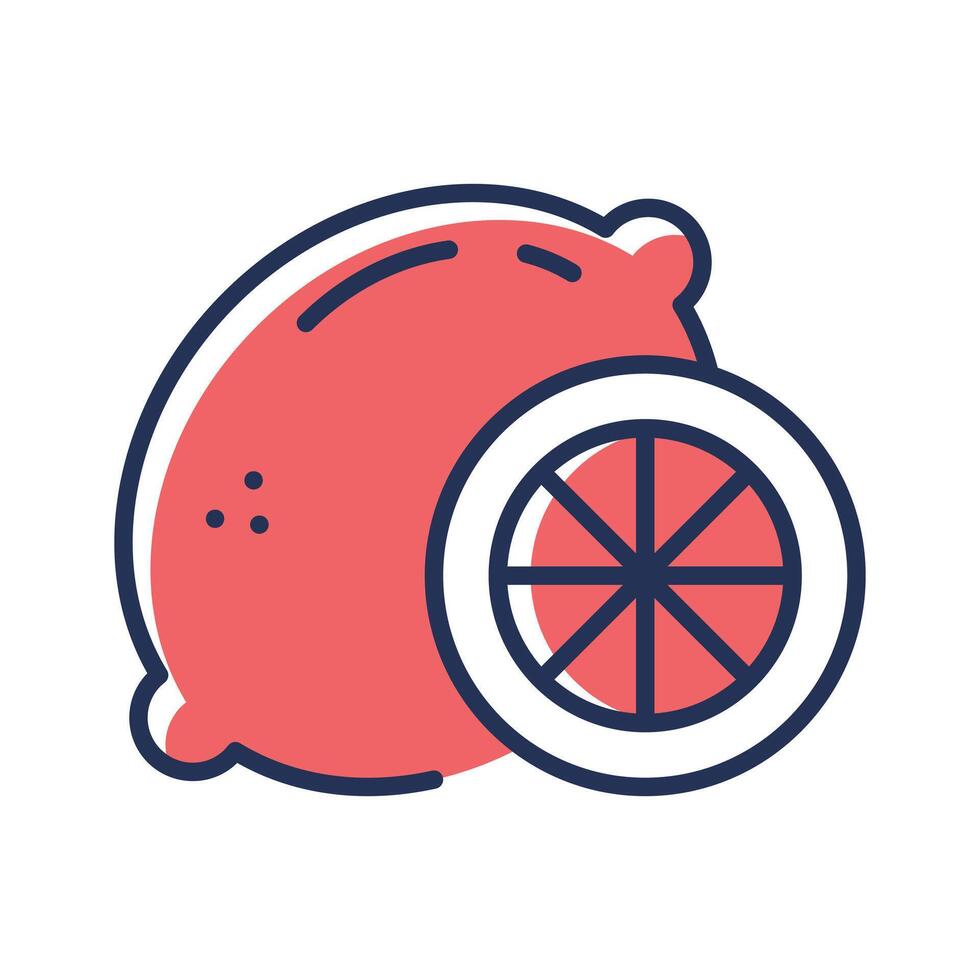 Easy to edit linear style icon showing cutted lemon slice vector