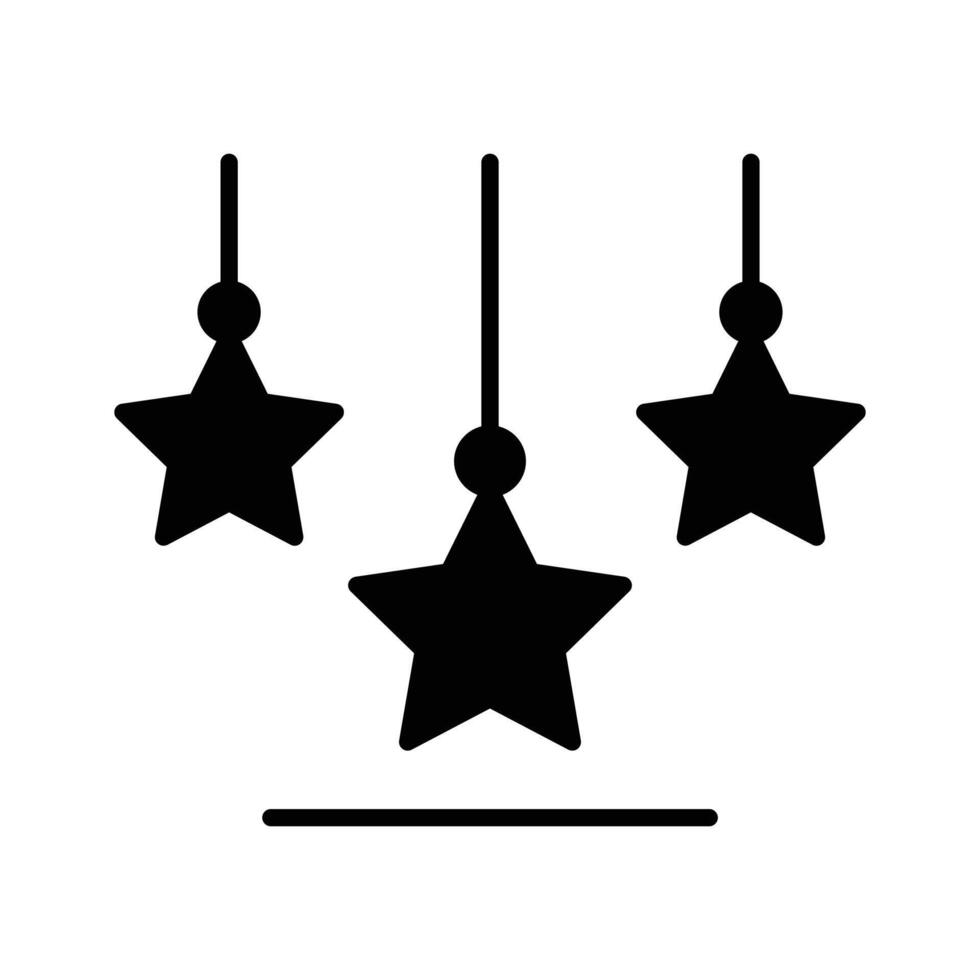 An editable glyph style icon showing islamic hanging stars vector