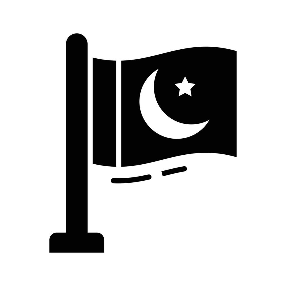 Creatively designed glyph icon of islamic flag with star and moon vector