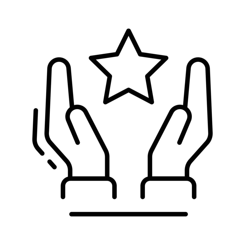 Modern icon of muslim faith hands designed in outline style. vector