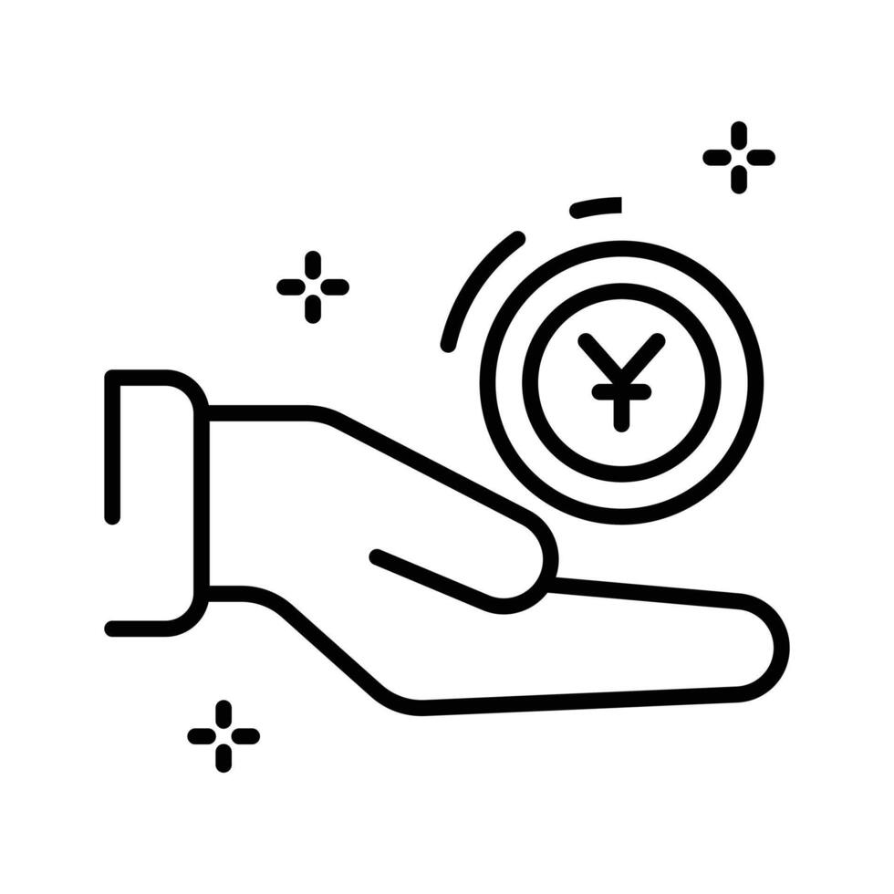 Check out our premium line style icon of alms giving hand. vector