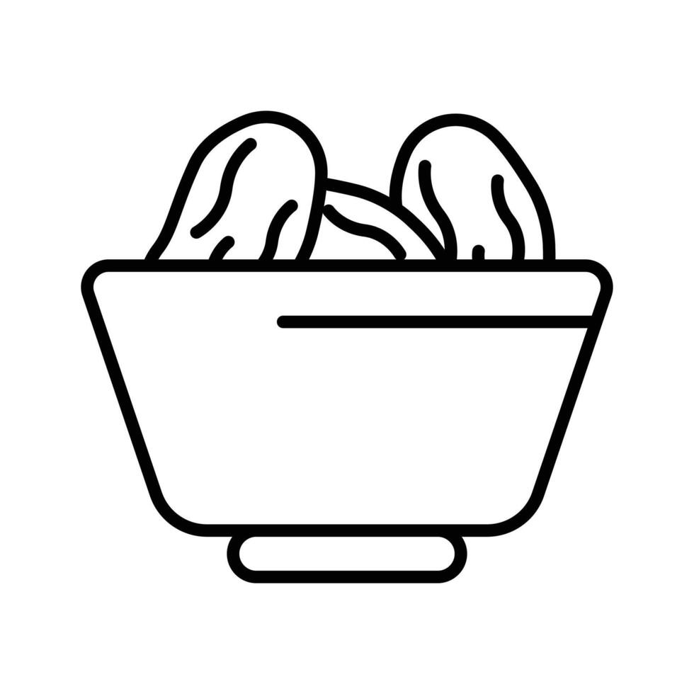 An amazingly designed outline style icon of dates bowl. vector