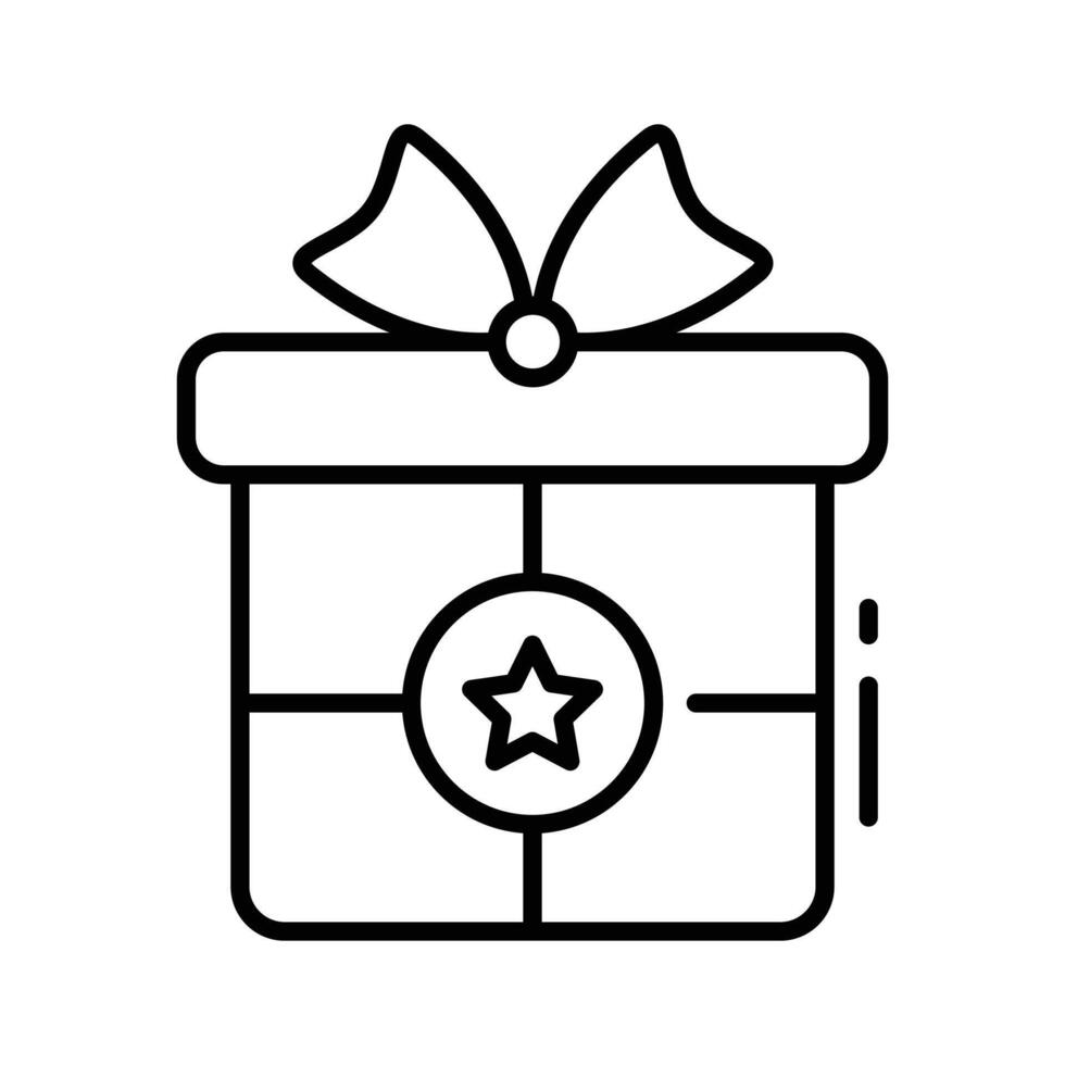 Visually appealing outline icon depicting wrapped ramadan gift. vector