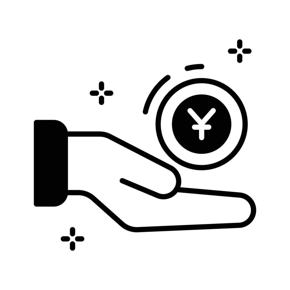 Check out our premium glyph style icon of alms giving hand. vector
