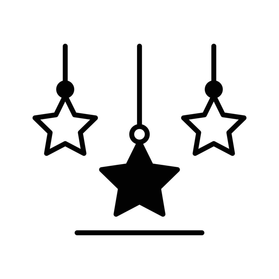 An editable glyph style icon showing islamic hanging stars. vector
