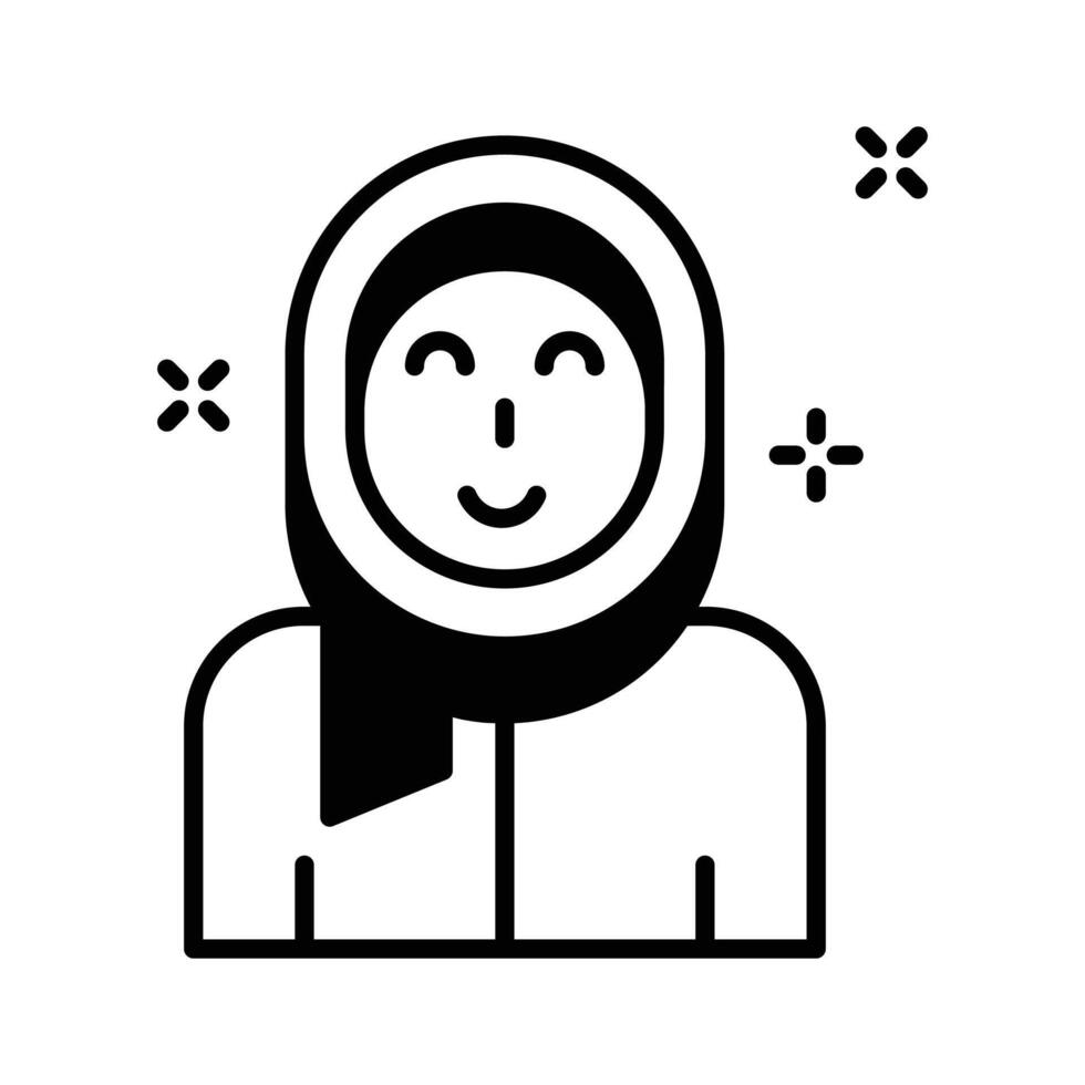 Ready to use glyph icon of muslim woman in hijab. vector