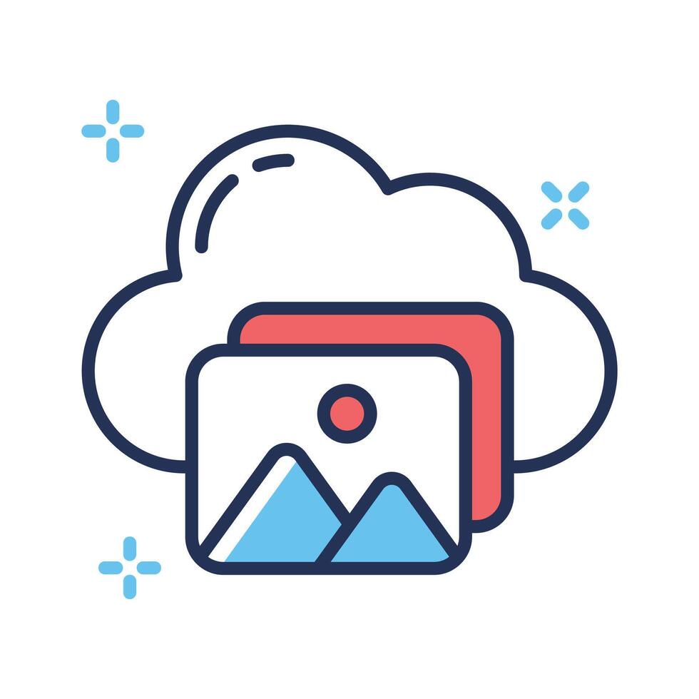 Linear style icon showing cloud content storage vector
