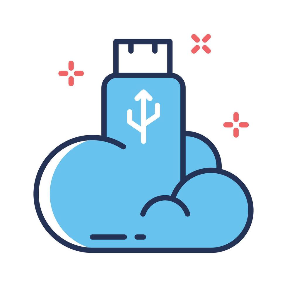 Have a look at this amazing line icon showing usb storage cloud vector
