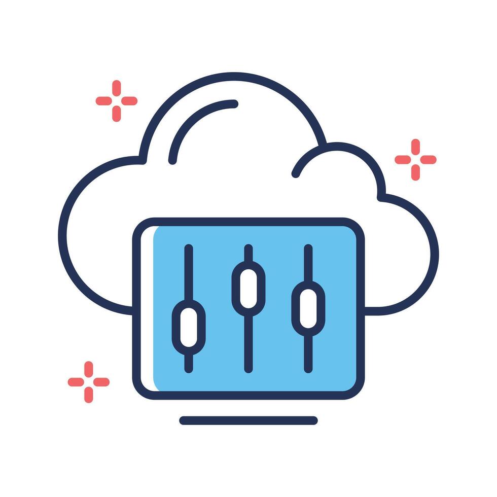 An icon of cloud setting slider in line style vector