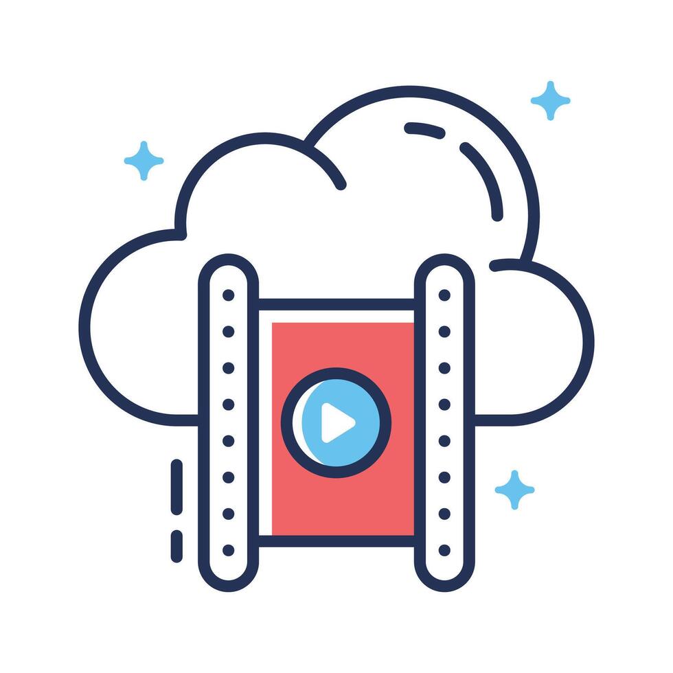 A well designed premium line icon of cloud movie vector