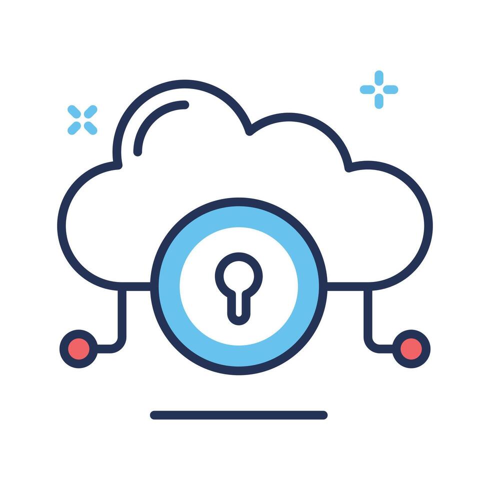 Cloud encryption icon amazingly designed in outline style vector