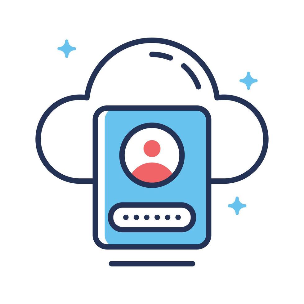 Ready to use line icon showing cloud id login vector