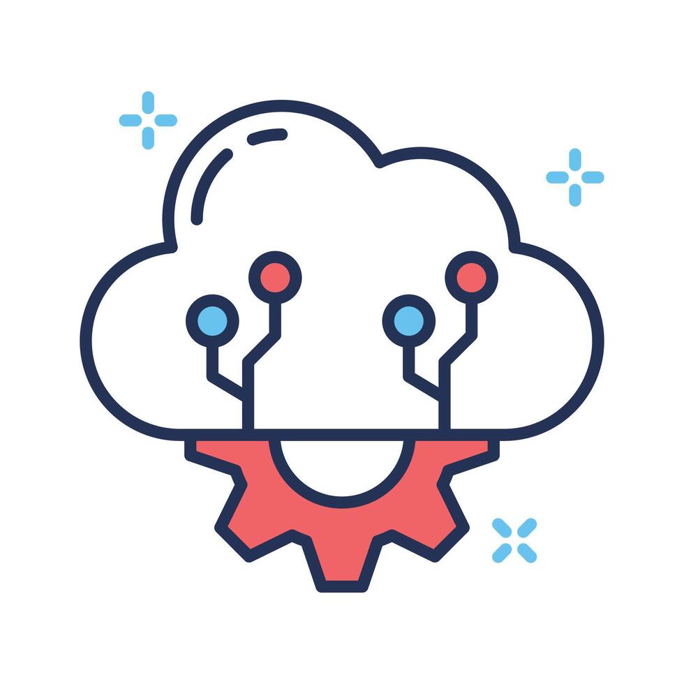 Cloud configuration outline style icon, ready for premium download vector