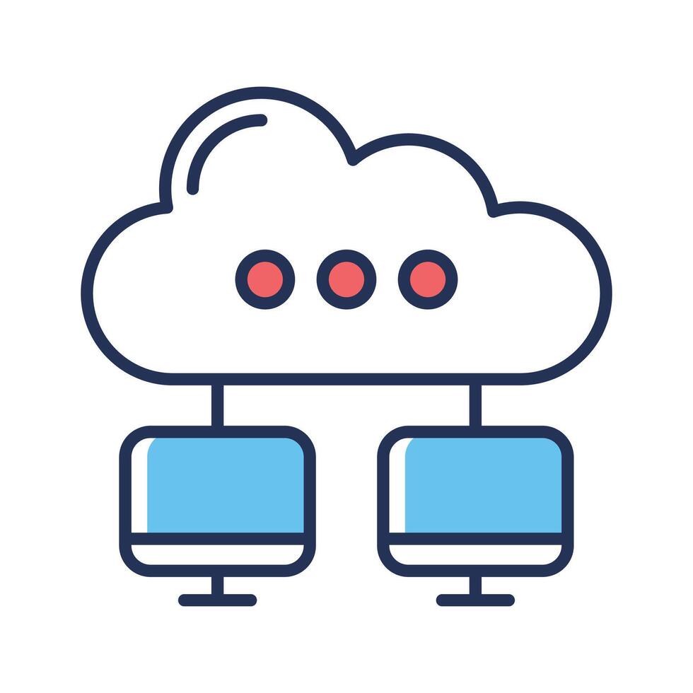 An icon creatively designed in line style showing cloud hosting vector