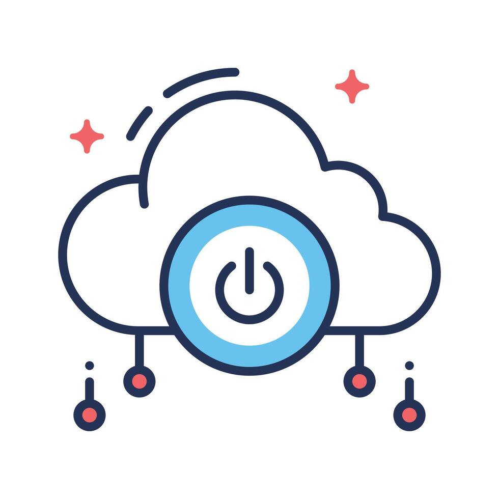 Get a glimpse of this outline icon of cloud power vector