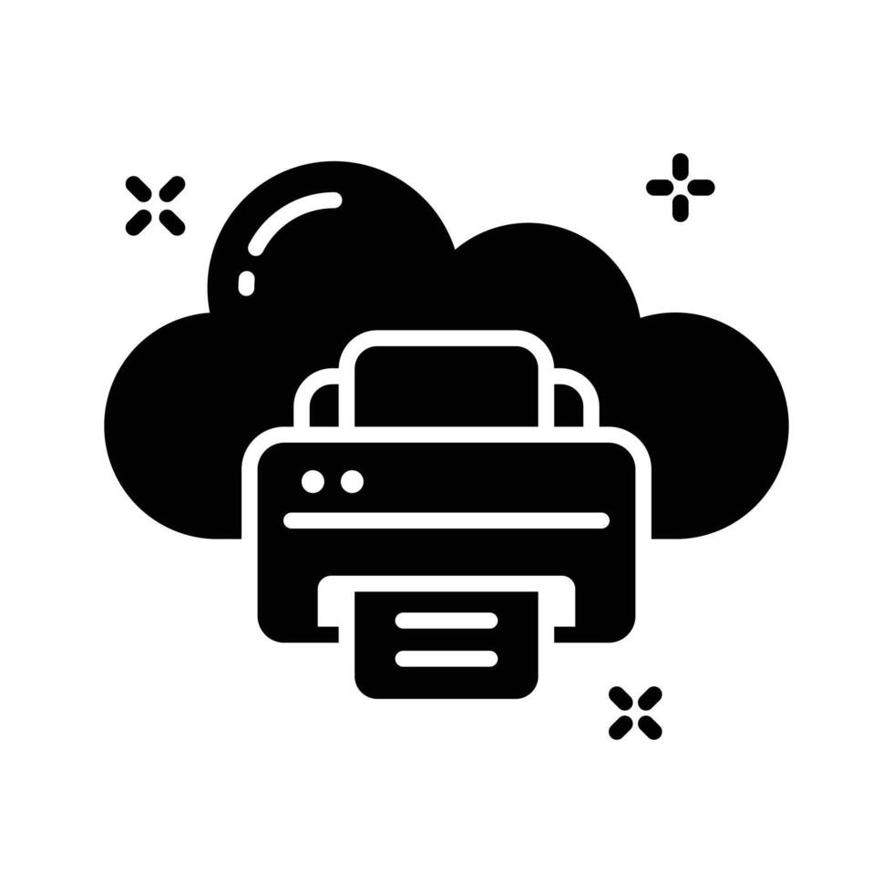 Cloud printer icon amazingly designed in glyph style vector