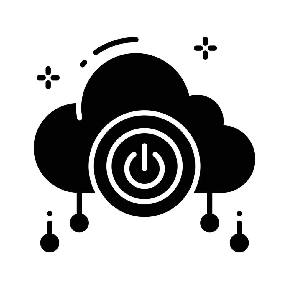 Get a glimpse of this glyph icon of cloud power vector