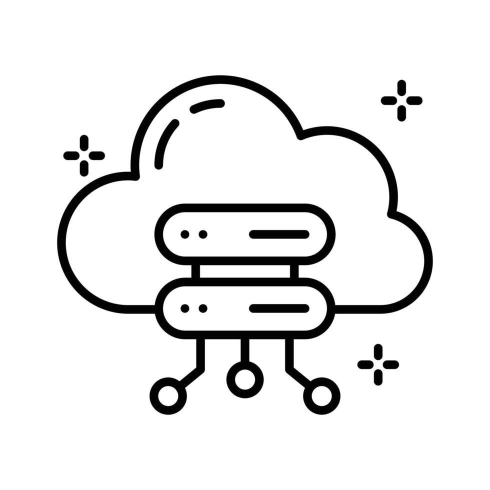 Trendy outline style icon showing cloud server connection. vector