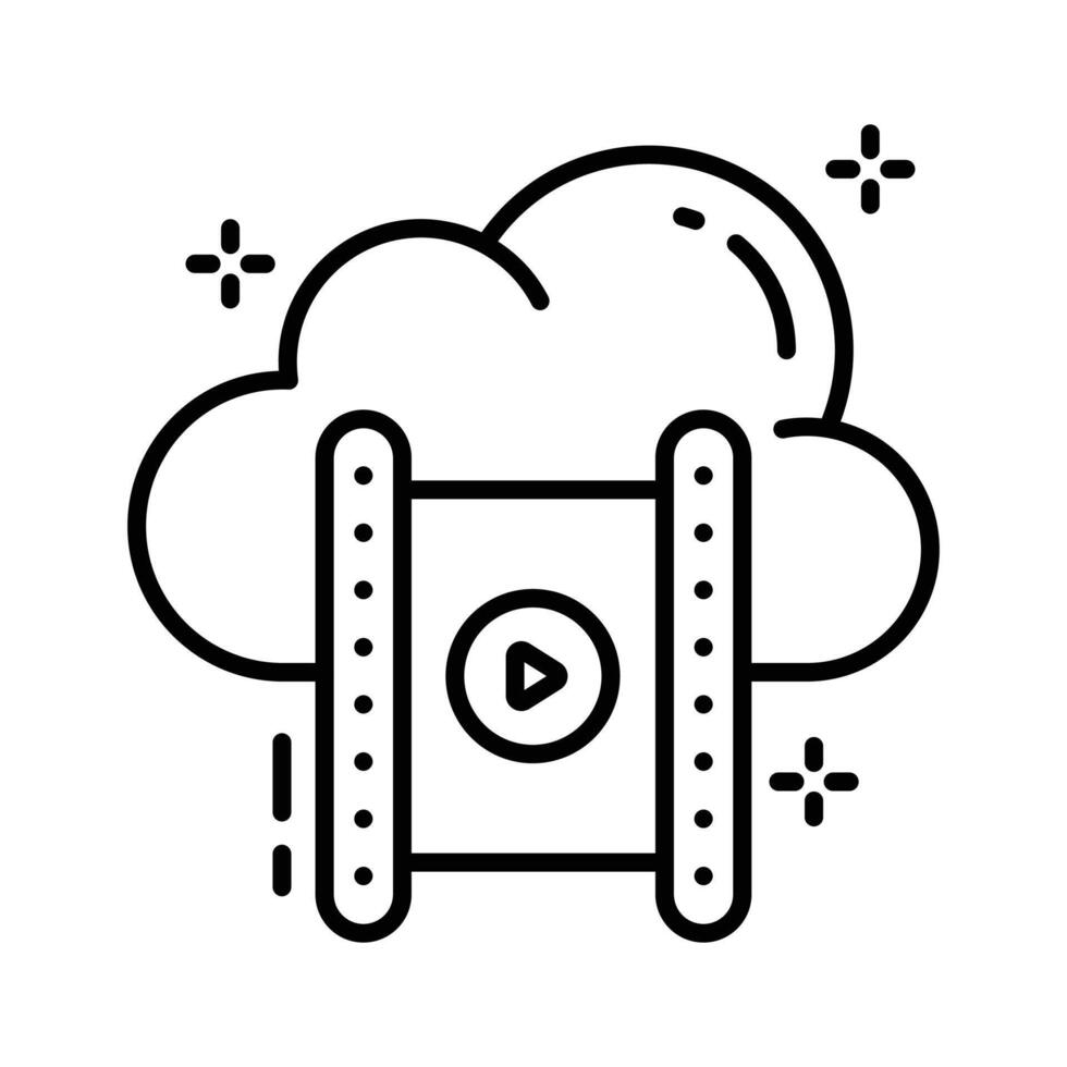 A well designed premium line icon of cloud movie. vector