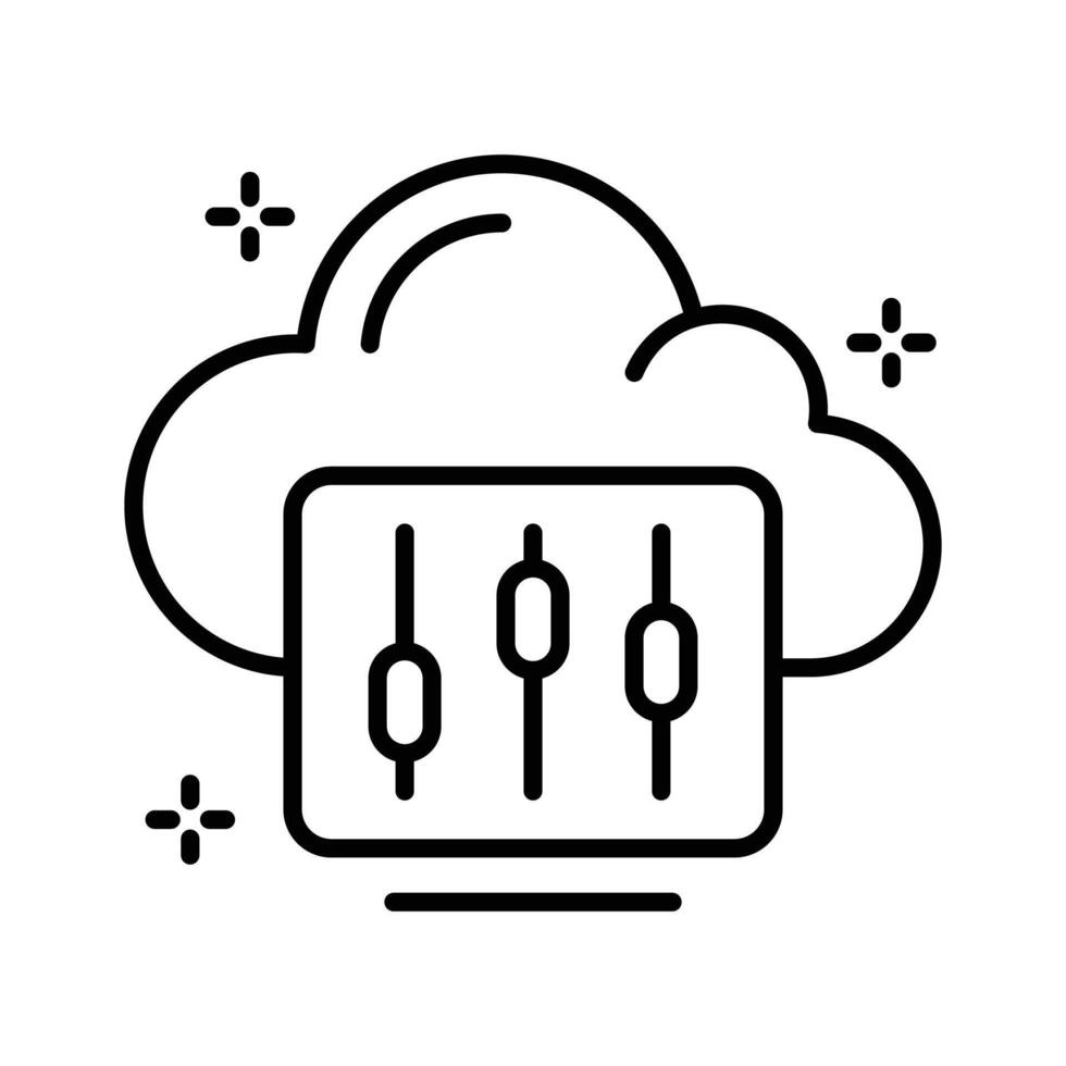 An icon of cloud setting slider in line style. vector